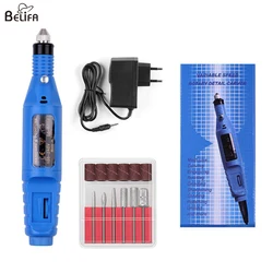 Portable pen shape usb electric nail art polishing machine set with 6 ceramic bits electric manicure nail drill