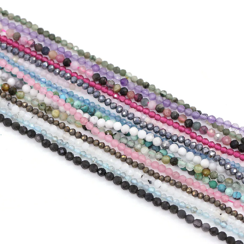 wholesale small faceted gemstone 3mm beads natural stone gem beads loose beads for jewelry making