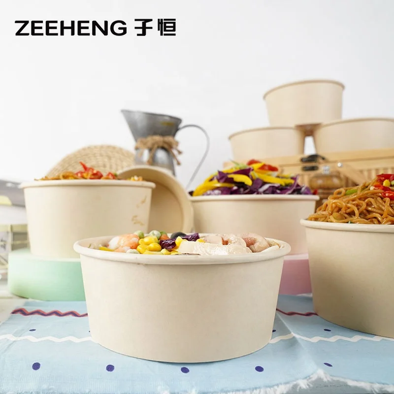 Hot Sale disposable bamboo paper bowl kraft paper bowl salad paper bowl