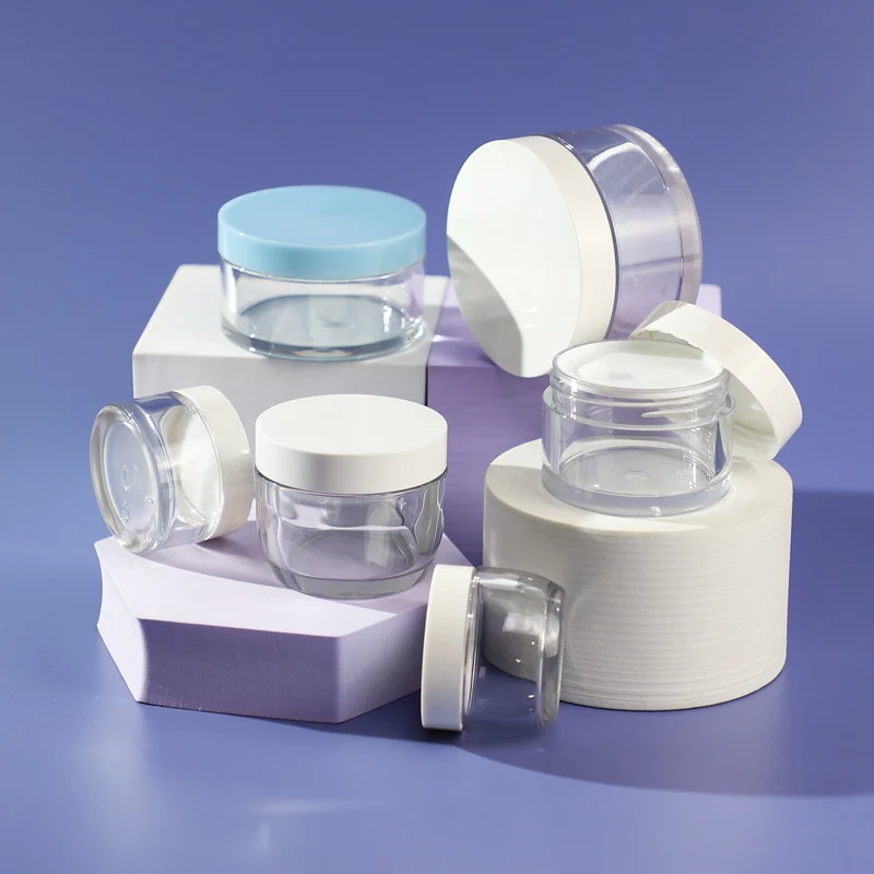 Empty 8oz Thick Wall PET Plastic clear cosmetic jar with lid for cream skin care packaging container