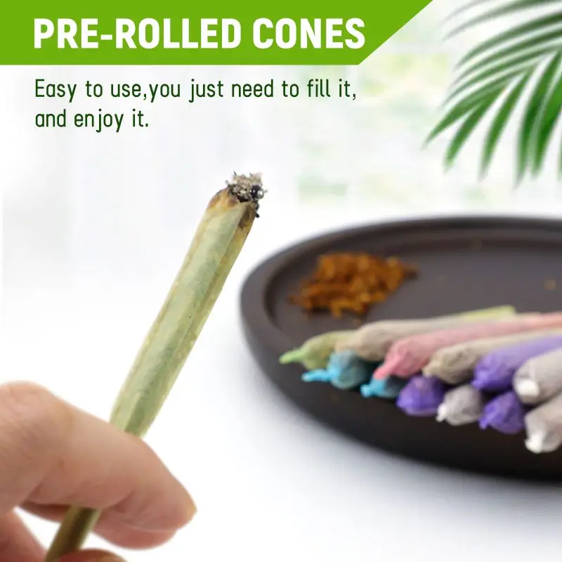 Hot Sale Slow Burning 78Mm 84Mm Smoking Paper 100% Organic Arabic Gum Green Hemp Pre Rolled Cone Hemp Rolling Paper