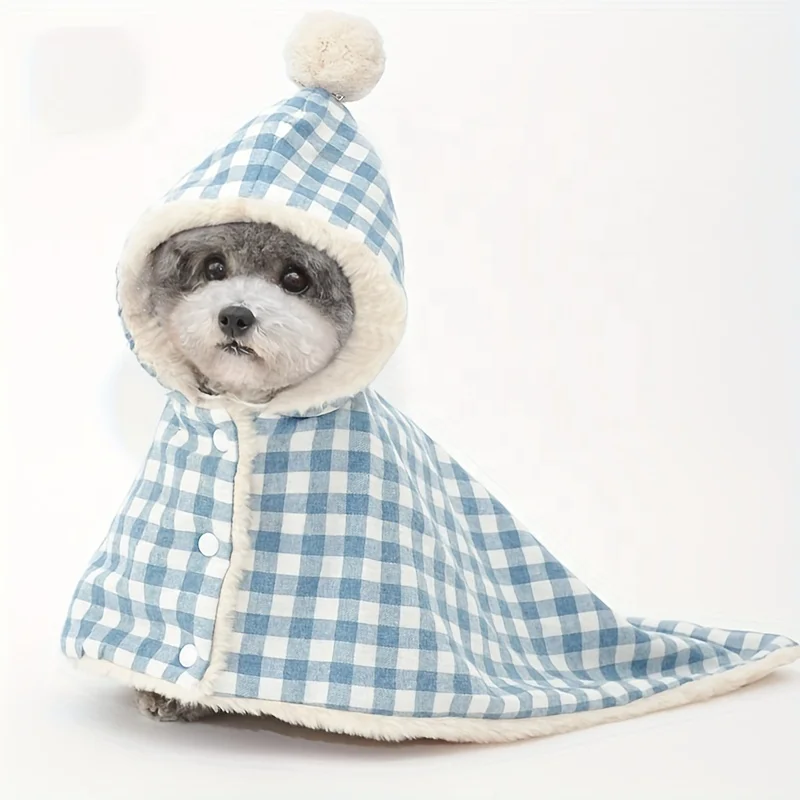 Cotton Autumn Winter Pet Thickened Puppy Thick Cape Warm Plush small cloak Dog clothes with hood