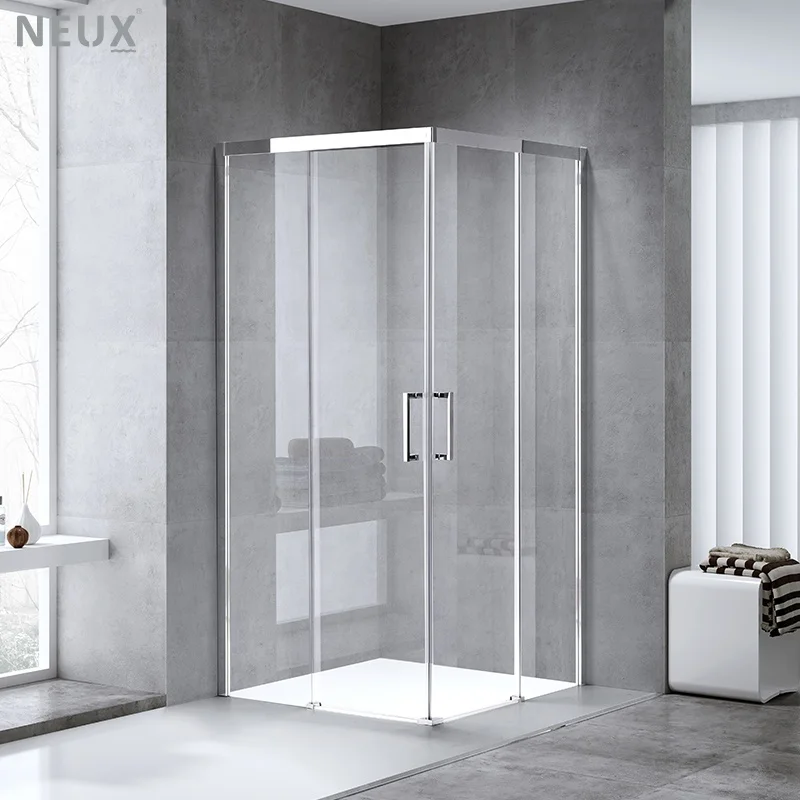 Tempered Glass Shower Room Bathroom Square Corner Sliding Door Shower Enclosure