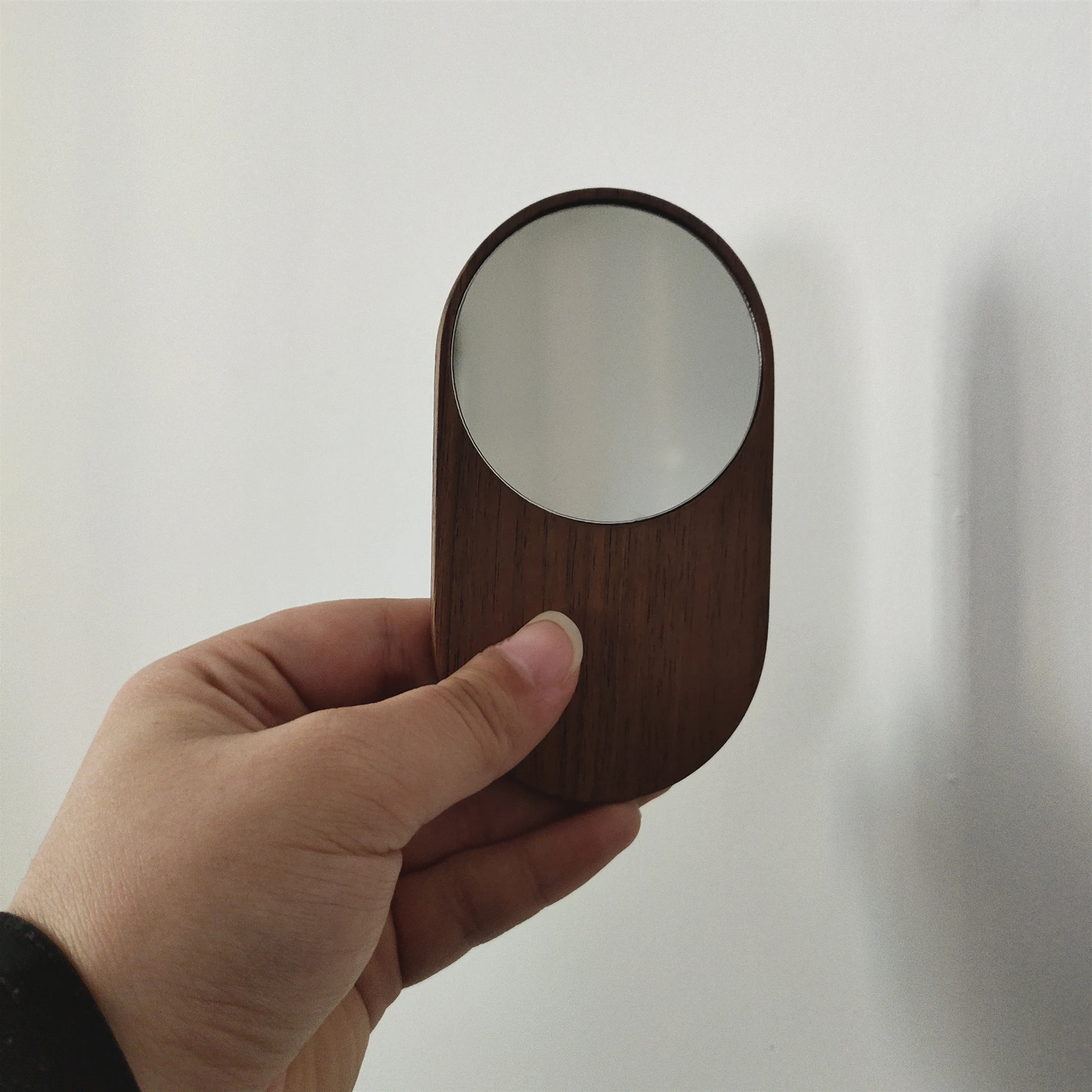 TDF Daily Makeup Personalised Oval Wooden Mirrors Portable Mini Pocket Custom Handheld