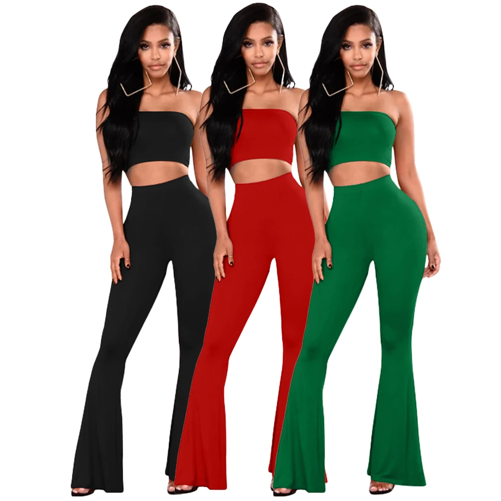 TOB women sweatsuit set tracksuit sexy strapless crop top and high waist pants plus size women clothing two piece set BK601