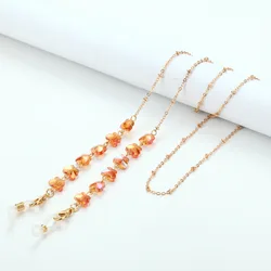 Luxury Gold Metal Crystal Butterfly Sunglasses Chain Facemask Holder Necklace Multi-purpose Eye Glasses Strap for Women Custom
