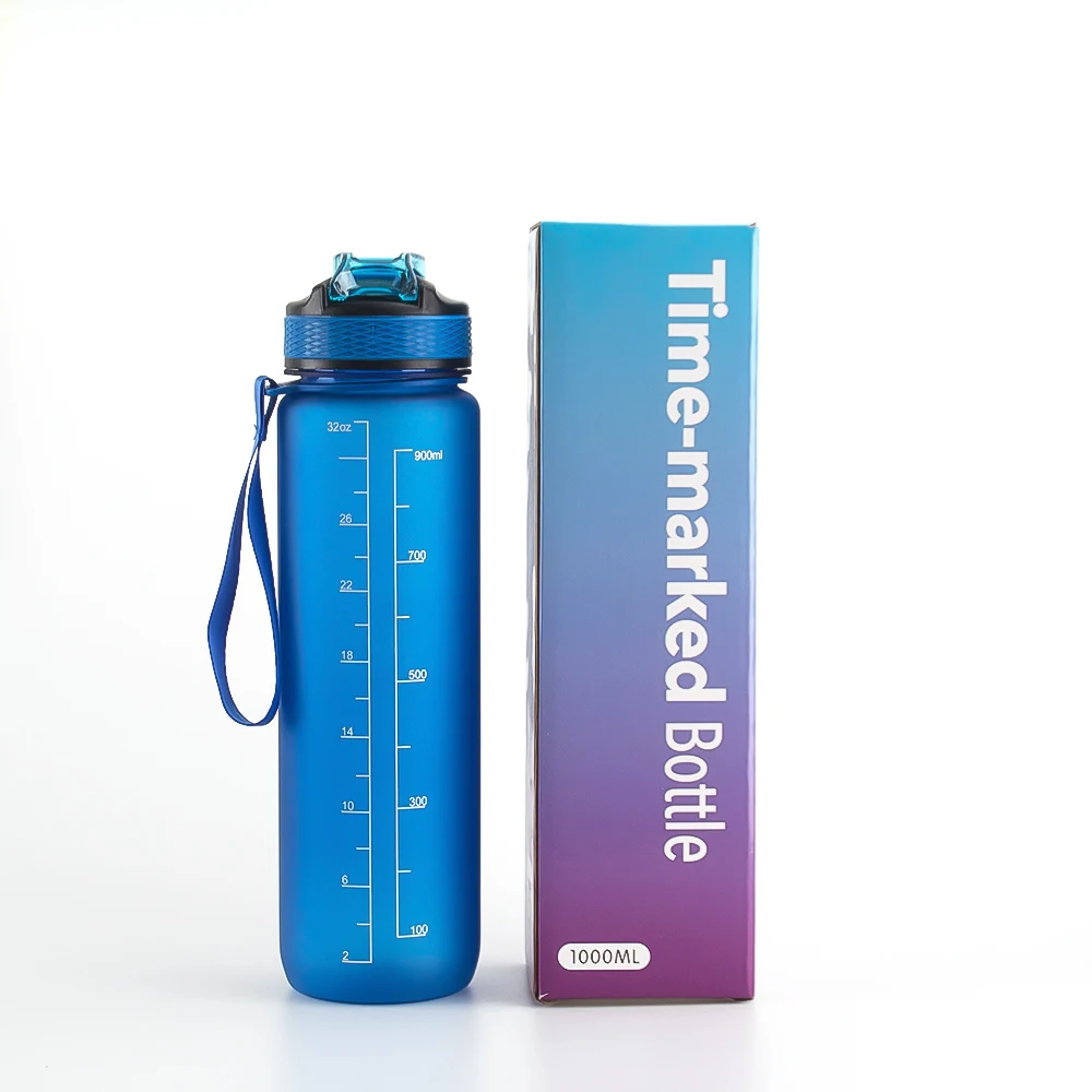 33Oz/1L Bpa-Free Sports Health Water Bottle Motivational Water Bottle with Time Mark,Wide Mouth Filter for Fitness Camping