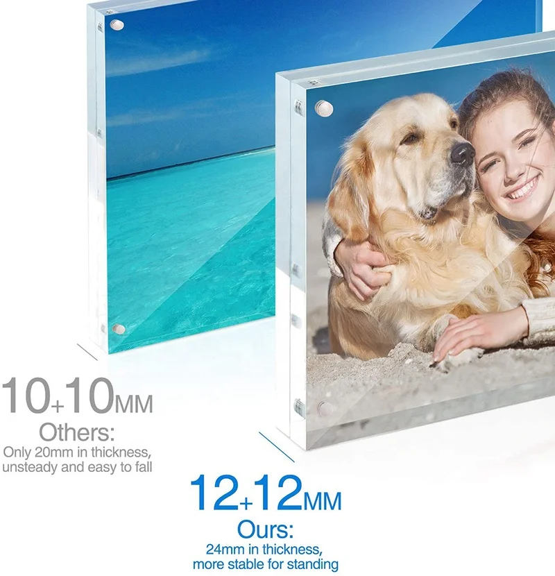 Акриловая фоторамка из плексигласа, 4x6 дюймов, 5 шт./упаковка, 12 мм + 12 мм