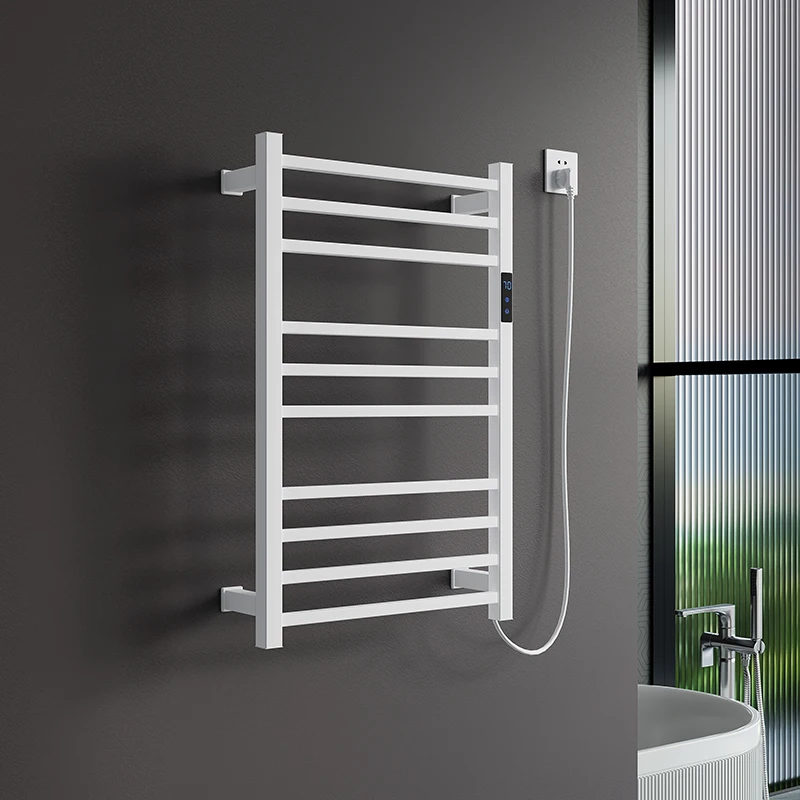 Bathroom radiating Chrome steel towel warmer electric heated towel rail temperature time control gold towel rack
