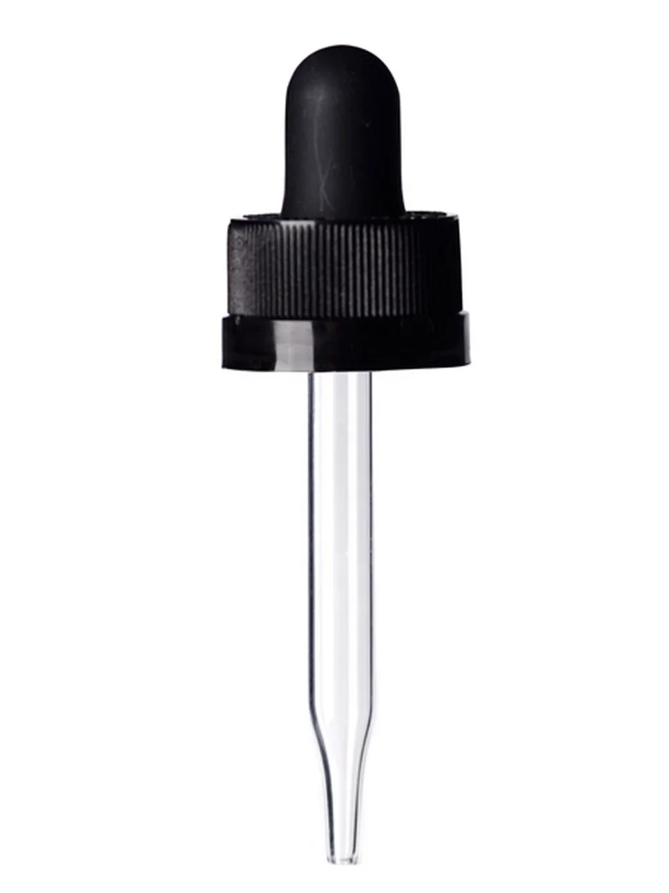 Euro amber blue clear boston round glass bottle with white/ black CRC child resistant glass eye printed calibrated dropper