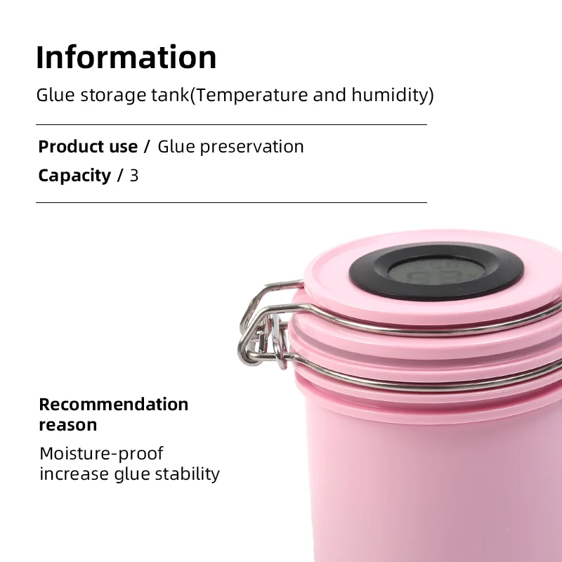 IRISMANLI 2024 Eyelash Extension Glue Storage Container Activated Carbon with temperature Hygrometer Glue Storage Tank