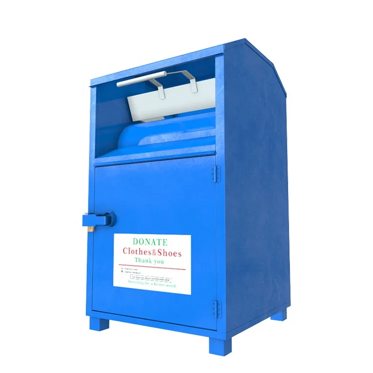 China donation box used clothes shoes galvanized steel anti rust clothes donation bin church use clothes collection bin