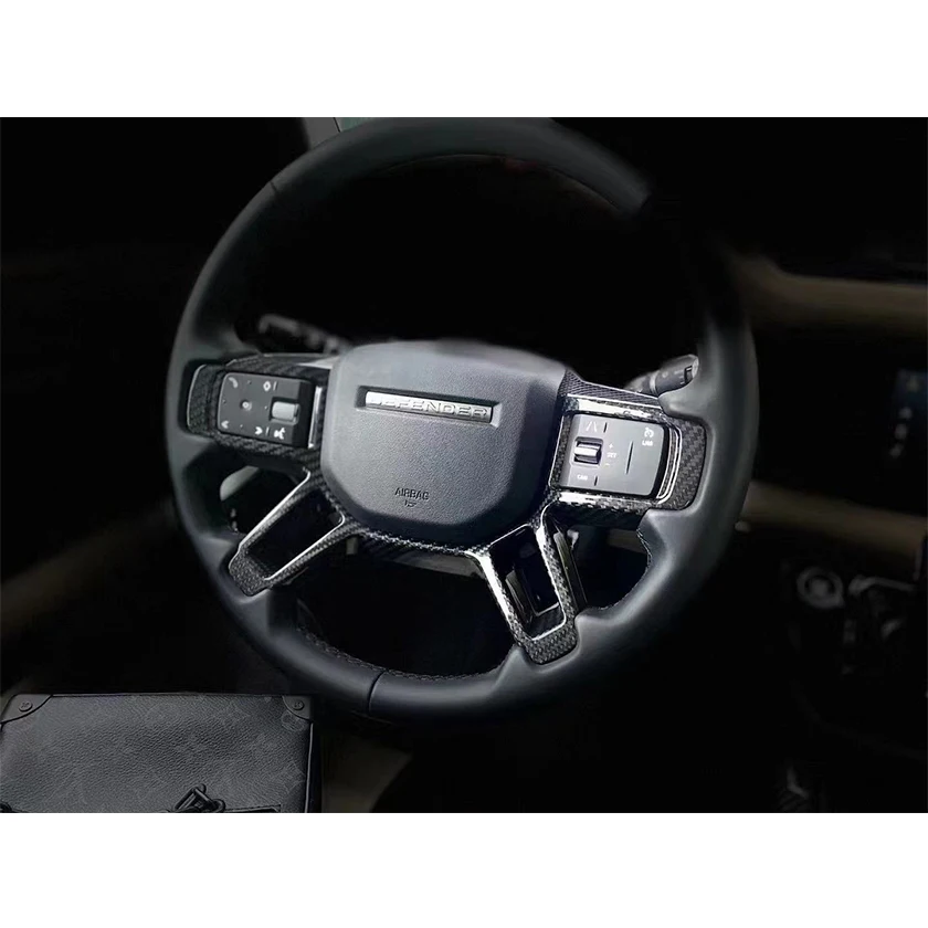 Real Carbon Fiber Car Steering Wheel Buttons Frame Cover Trim For Land