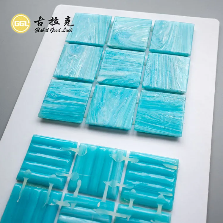 Dot Mounted Pool Mosaic Tile Green Painted Glass Mosaic For Wall Decor