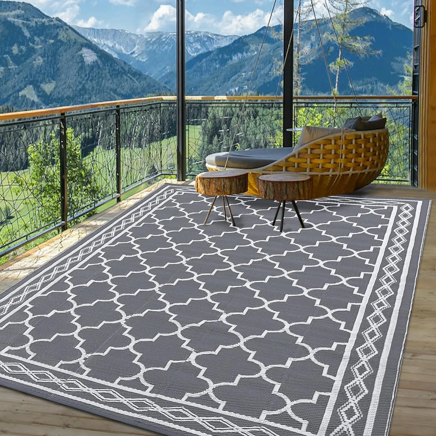 Manufacturers Direct Super Large Outdoor Travel Carpet Double-Layer Plastic Woven New Rug Self-Drive Tour Camping Picnic Muslim