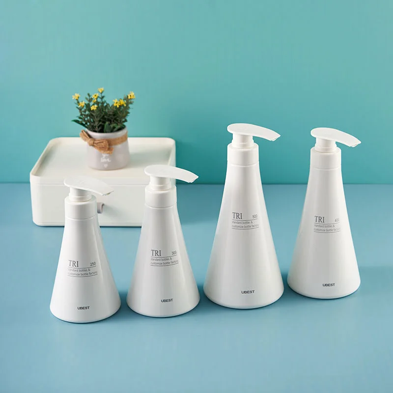 Luxury White Shampoo pump Body Wash Bottles 500 Ml Solid Color Shampoo Bottle Refillable Baby Empty Shampoo Bottles