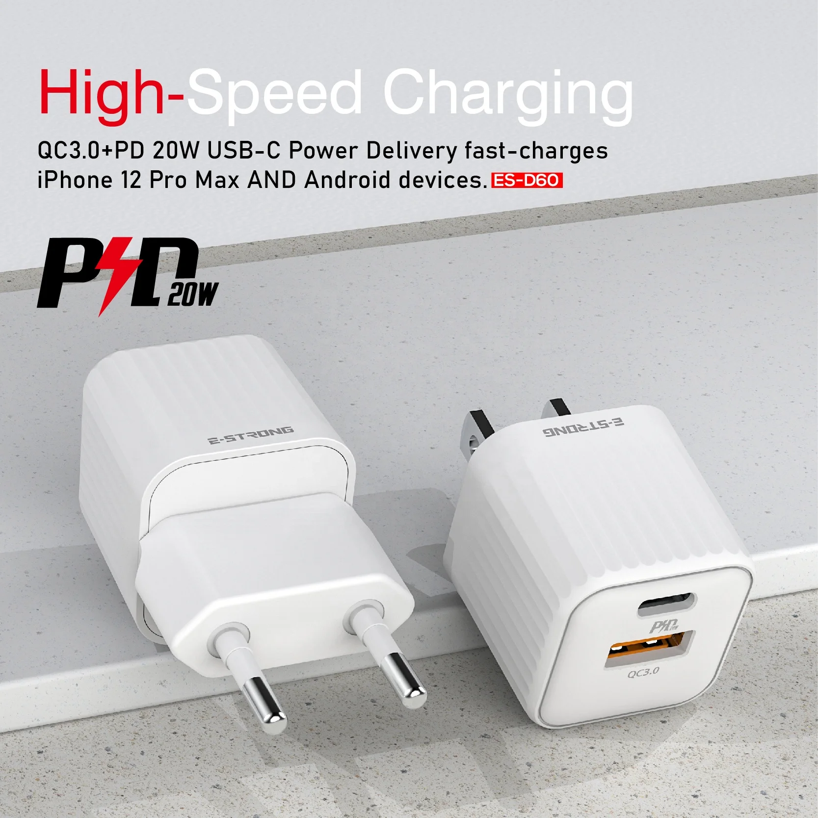 USB C Charger Block 20W High Power Dual Port Fast Charger Mini Size PD Adapter