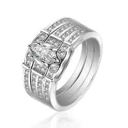 Свадебный набор колец SKA s925 из стерлингового серебра с фианитами и бриллиантами