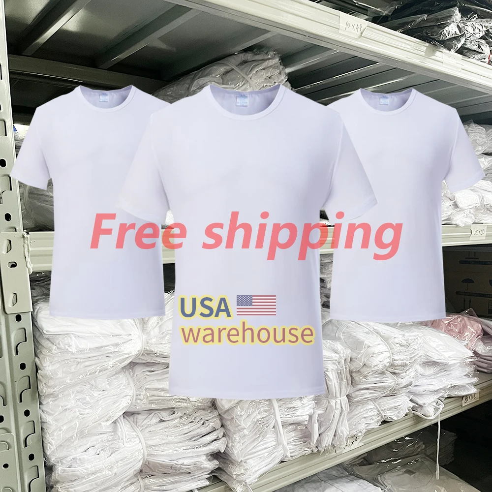 sublimation  shirts cotton feel  printing Us warehouse 100 polyester tshirt blank t shirt blank shirts Custom logo