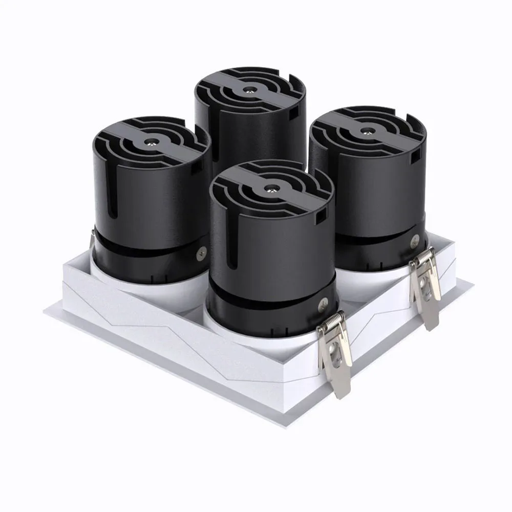 TOP Quality Living Room Indoor Frameless Angle Adjustable Rcessed Aluminum Square Led Spotlight 12W*4 15W*4