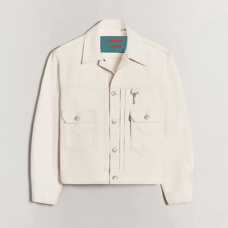 Custom button up classic patch pockets 100% canvas trucker jacket boxy fit workwear casual jackets