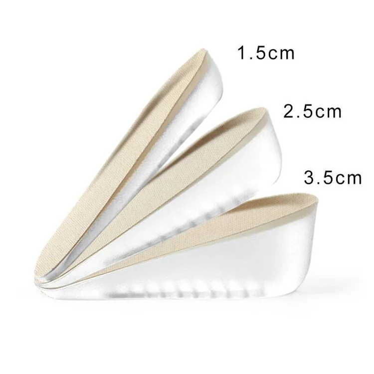 Wholesale custom logo invisible height increase gel insoles silicone hight increase shoe insole pad