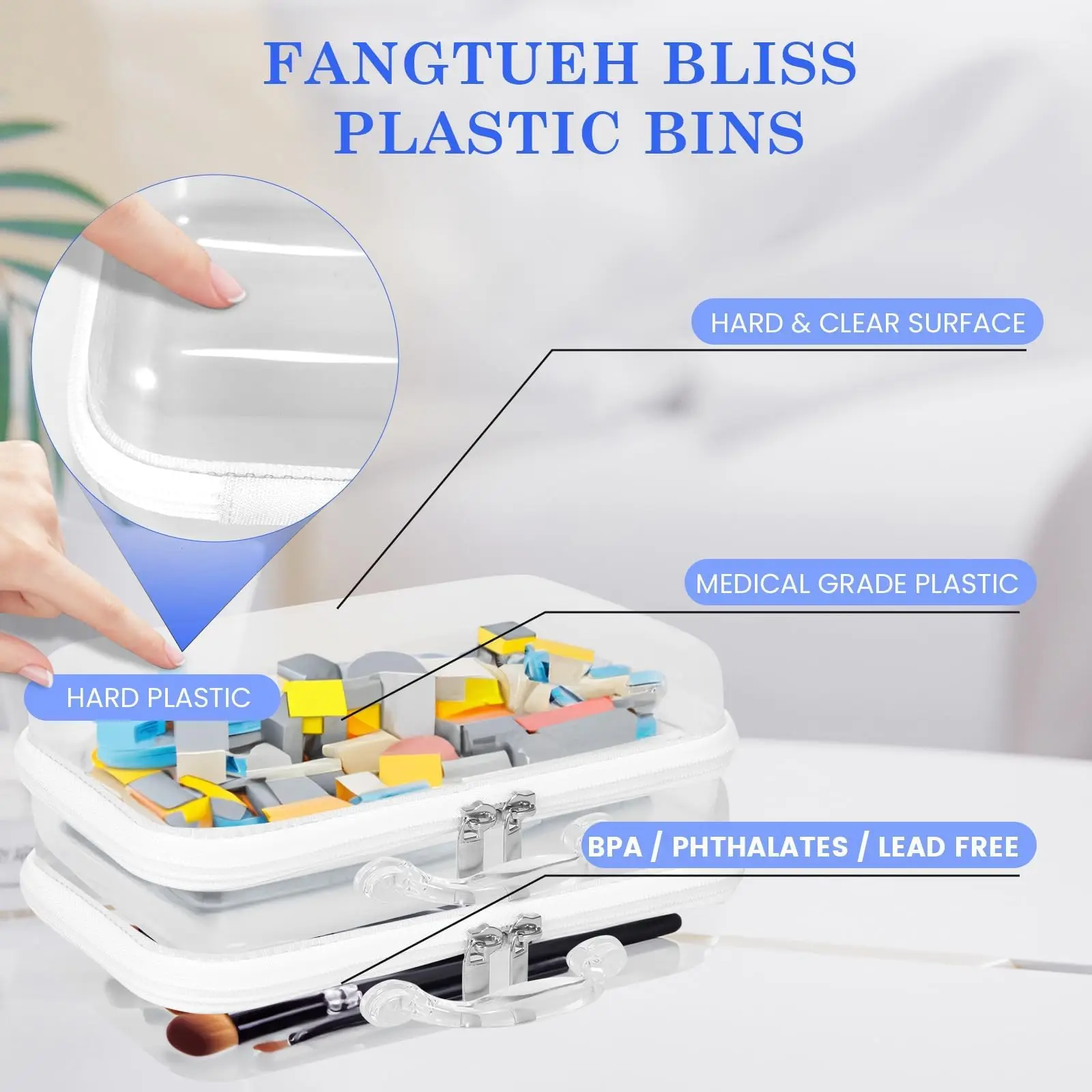 Clear Hard Zipper Pouch Bliss Zippered Storage Bins For Building Blocks Puzzles Cosmetics Small Items Stationery Accessories