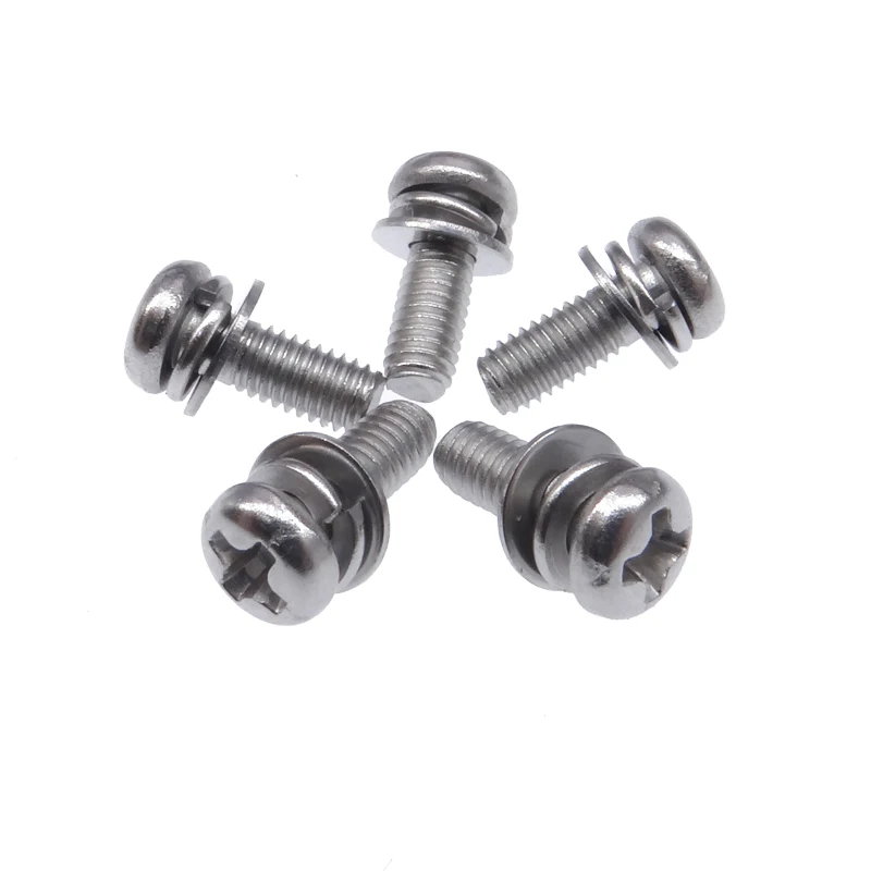 Комбинированный винт из нержавеющей стали M3 * 8 с головкой Phillips, винт SEMS с шайбой
