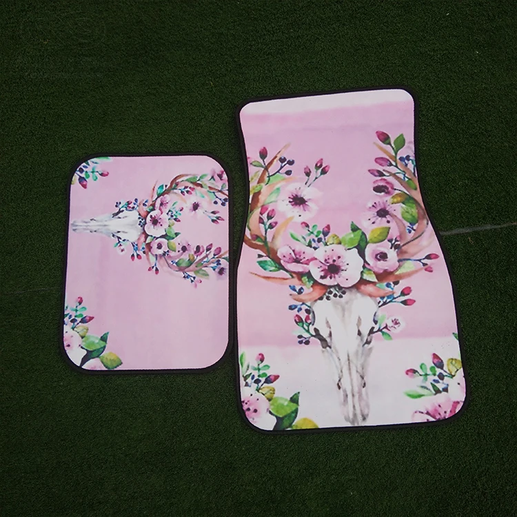 
Personalized Fashion Cow Head Floral Printed Car Floor Mat 