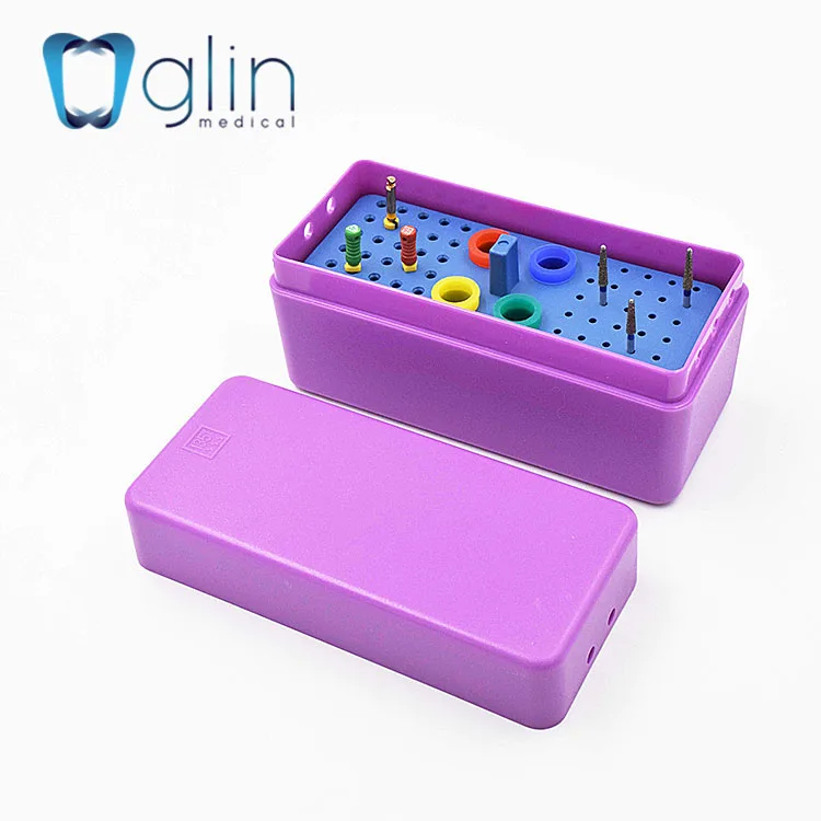 Glin Dental Square Root Canal File Farme Holder 64 Holes Plastic Dental Multi-function Endo Box G-72C