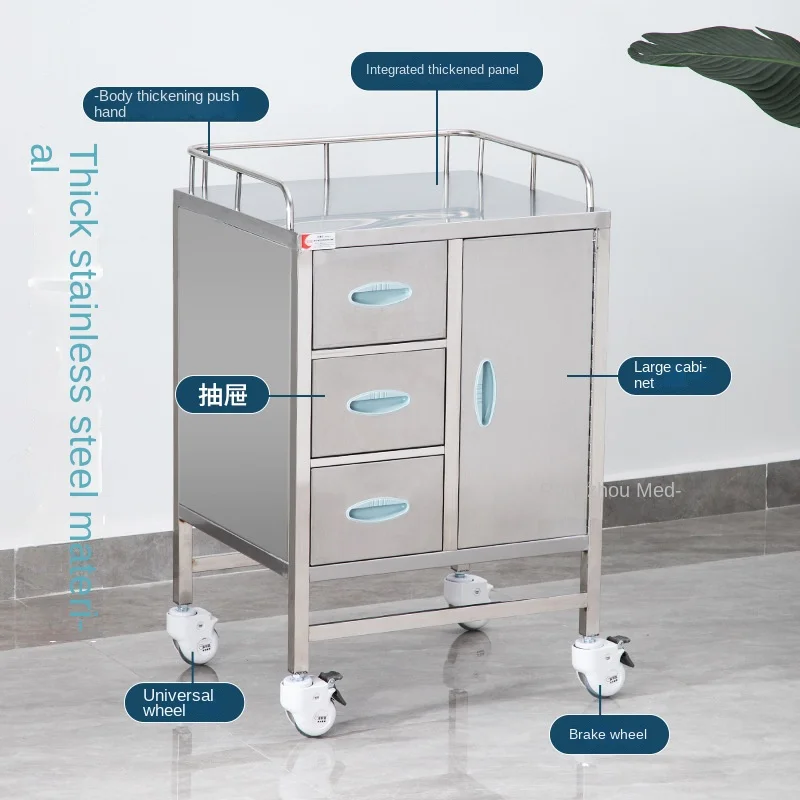 Factory direct  OEM Available Hospital Furniture CPR Board Medical  Medicine Trolley ABS Emergency Cart