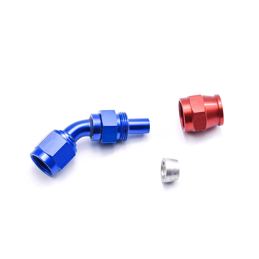 
aluminum female straight red& blue One Piece No Welding AN10 PTFE hose end 