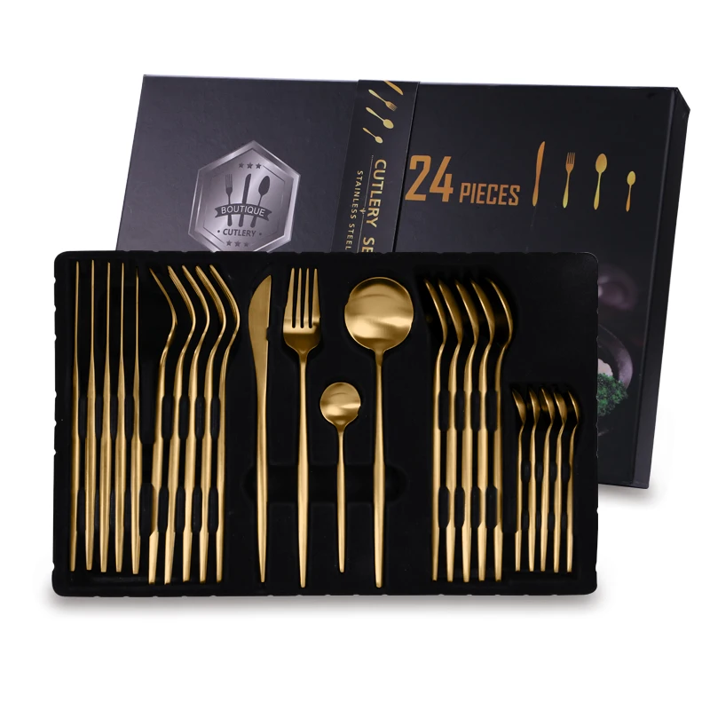 Wholesale Luxury Tableware Hotel Cutlery Set Gold Fork Spoon Knife Kitchen Modern Tablewares