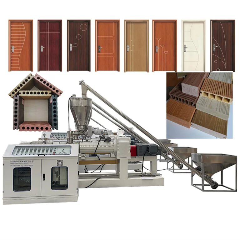 PVC UPVC WPC Wood Plastic Composite Hollow Roof Tile Door Frame Profile Board Extruder Making Machine
