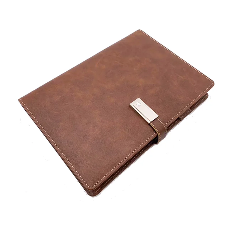 VTR Multifunctional A5 Leather Cover Wireless Charger Planner Diary Powerbank calculator notebook with Pocket and Usb