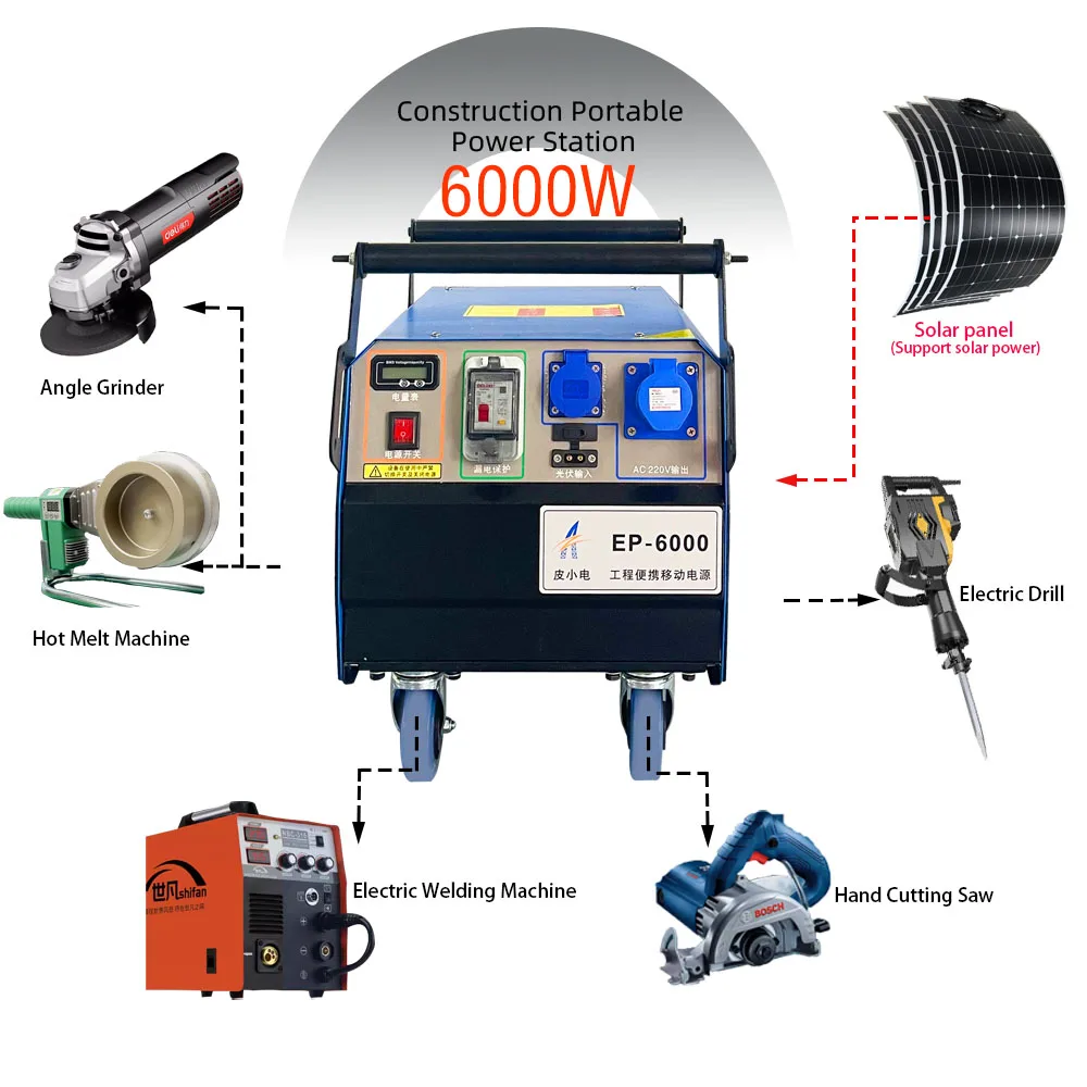 AC Power Supply Bank Best Rated Solar Portable Power Station Lithium Battery Solar Generator For Construction Works