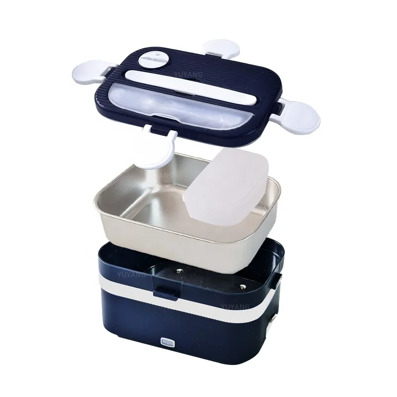 12V 24V 110V Hot Heating Stainless Steel Food Heater Container Insulated Lunch Box 3 in 1 Electric Lunch Warmer For Car Truck