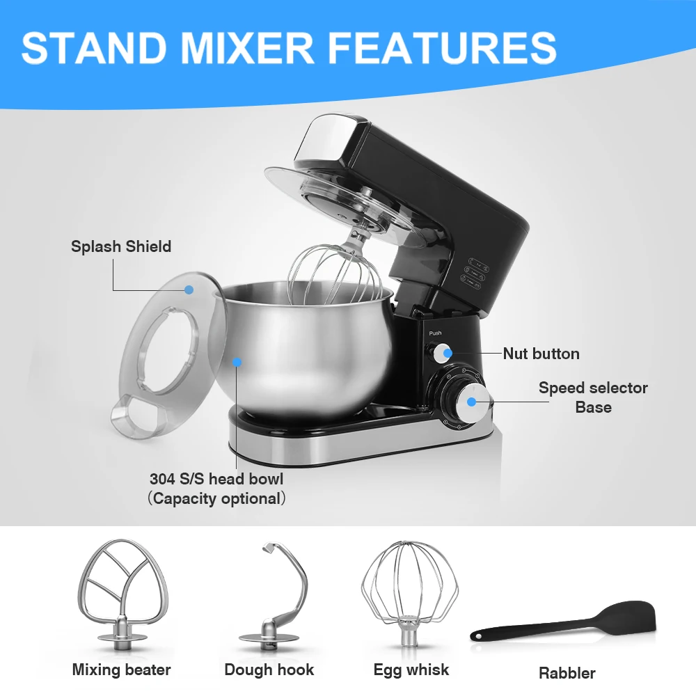 Professional electric multifunction high quality planetary stand cake kitchen 5L stand mixer for baking