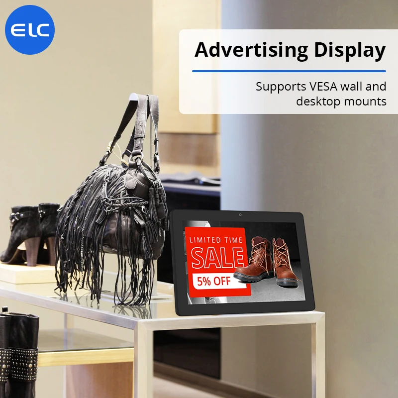 10.1 inch Supplies Advertisement Display, On-line Conference Teaching Black Android LCD Tablet Interactive Digital Signage