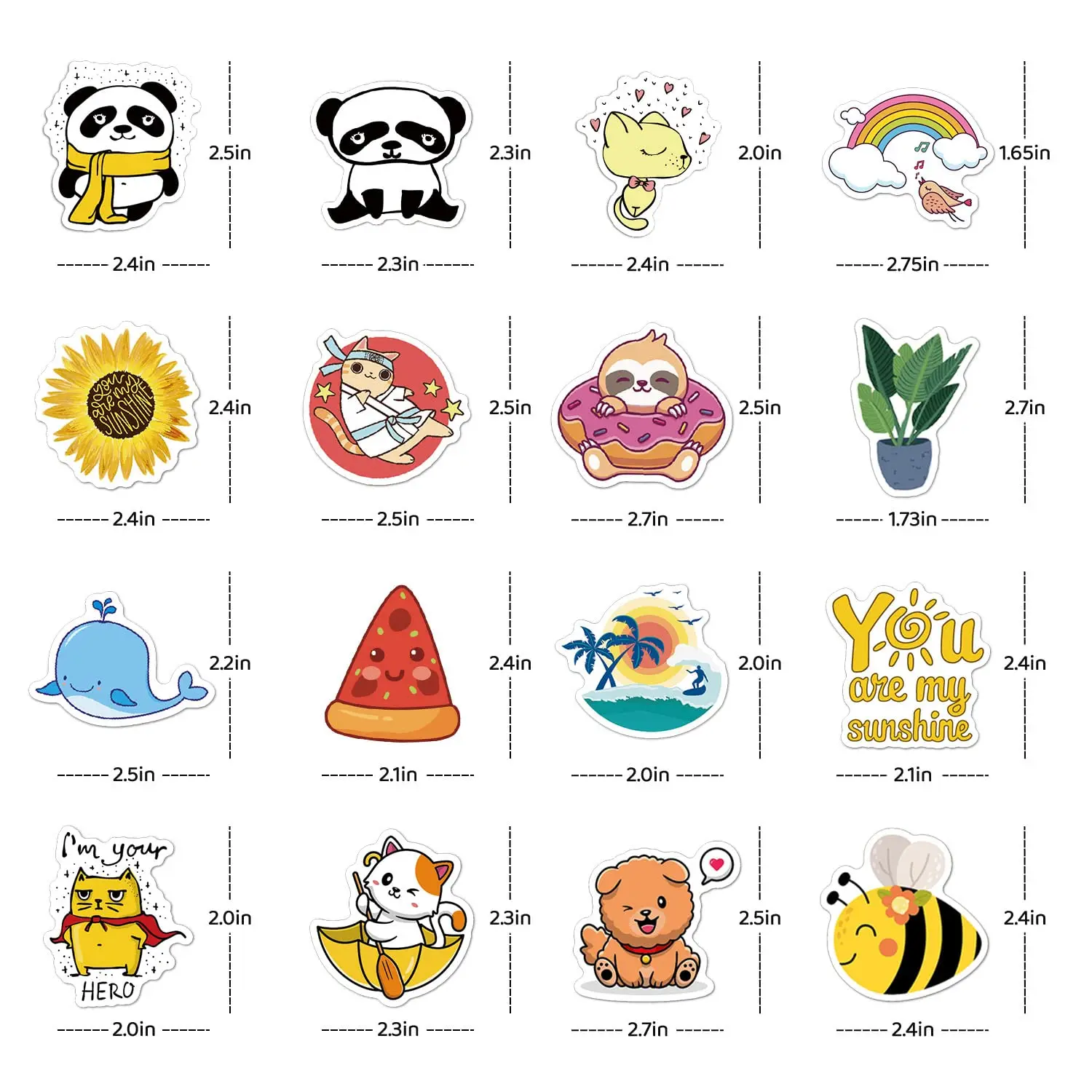 Olansit 200 PCS Water Bottle Stickers for Kids Teens, Cute Vinyl Waterproof Laptop Skateboard Stickers, Aesthetic Car Decals