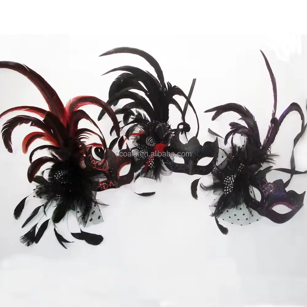 Luxury Ostrich Feather Venetian Mask Beautiful Plastic Carnival Mask