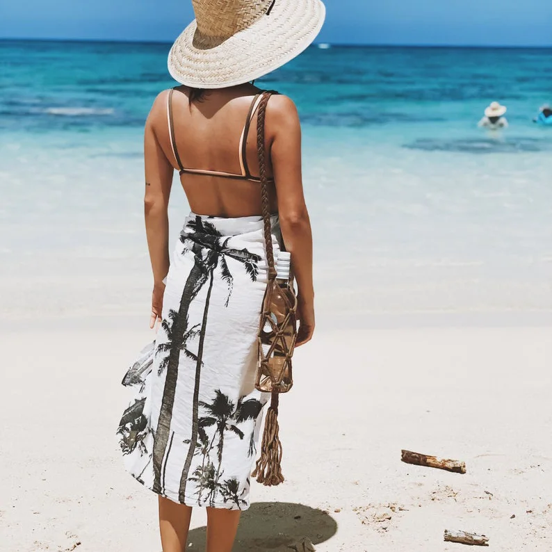 Boho Gift Beach Cotton Drink Sling Bag Macrame Wine Tote Carrier Water Bottle Holder