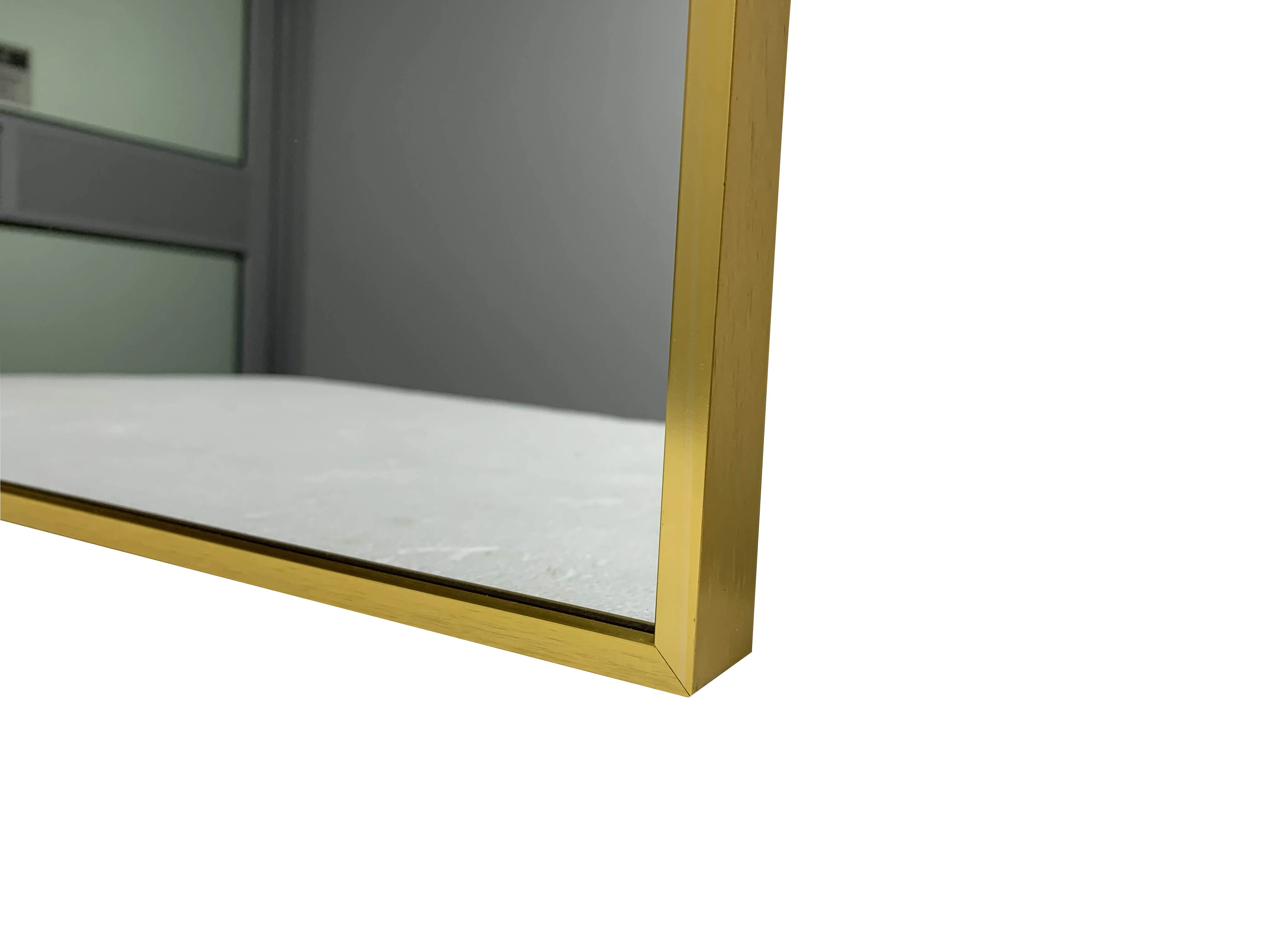 Custom gold aluminum framed design arch bathroom home wall decor luxury makeup salon dressing hanging unbreakable mirror miroir