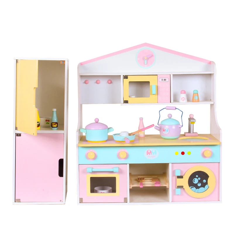 kids kitchen set washing machine microwave oven furniture toys wooden kitchen toys