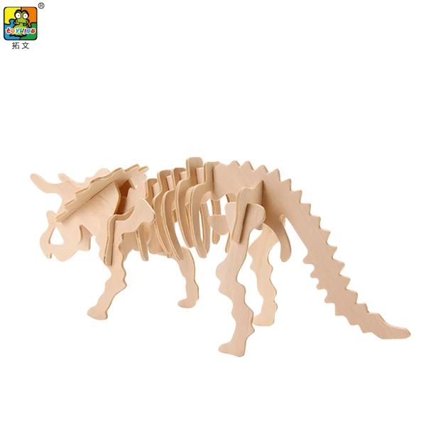 Puzzle triceratops dinosaurs DIY  triceratops paint toy dinosaur skeleton excavation kit wooden children game color dinosaur toy
