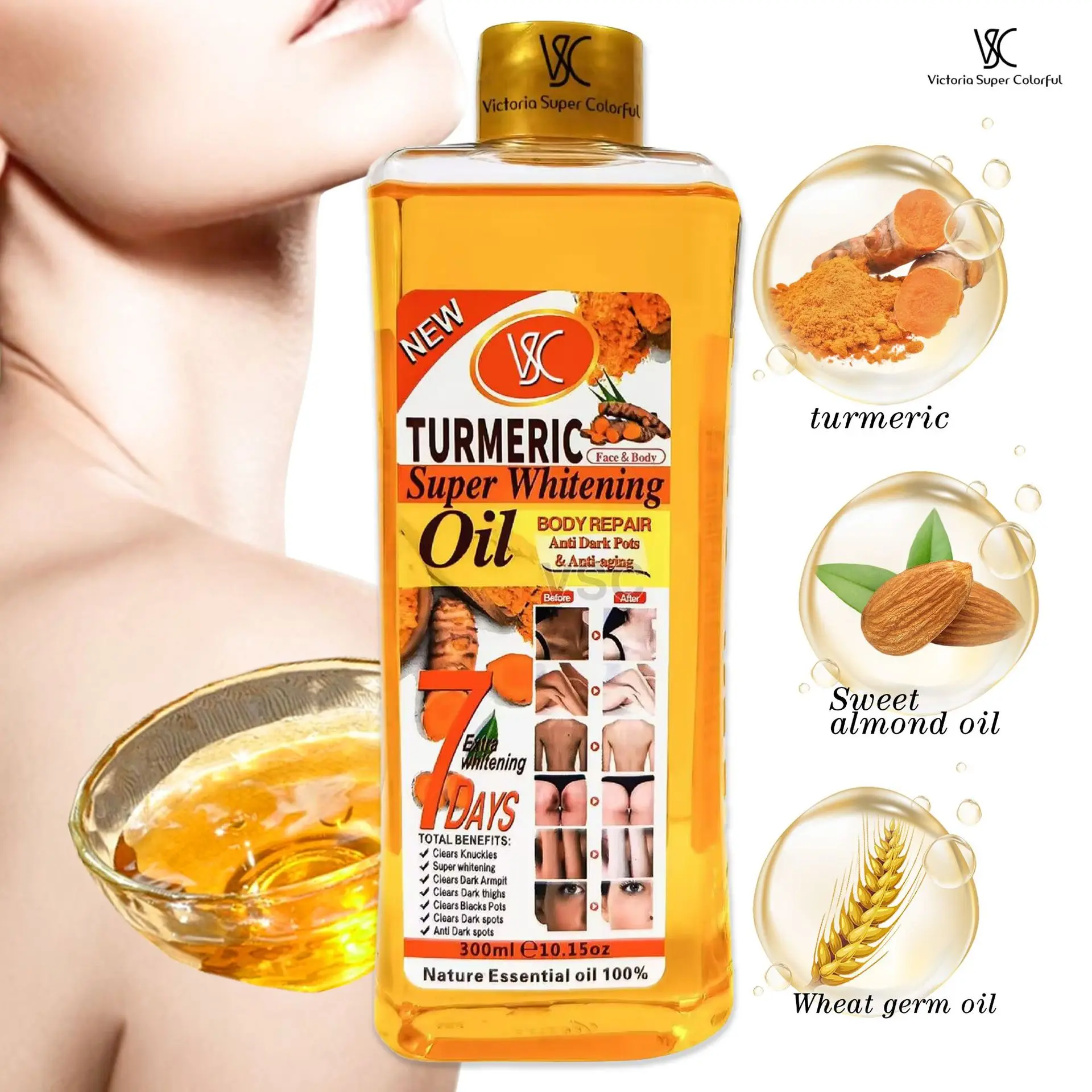 Vitamin C Whitening Skin Carrot Massage Oil Face & Body Brighten Nourishing Anti-aging Spots Wrinkle Skincare Essential Oil