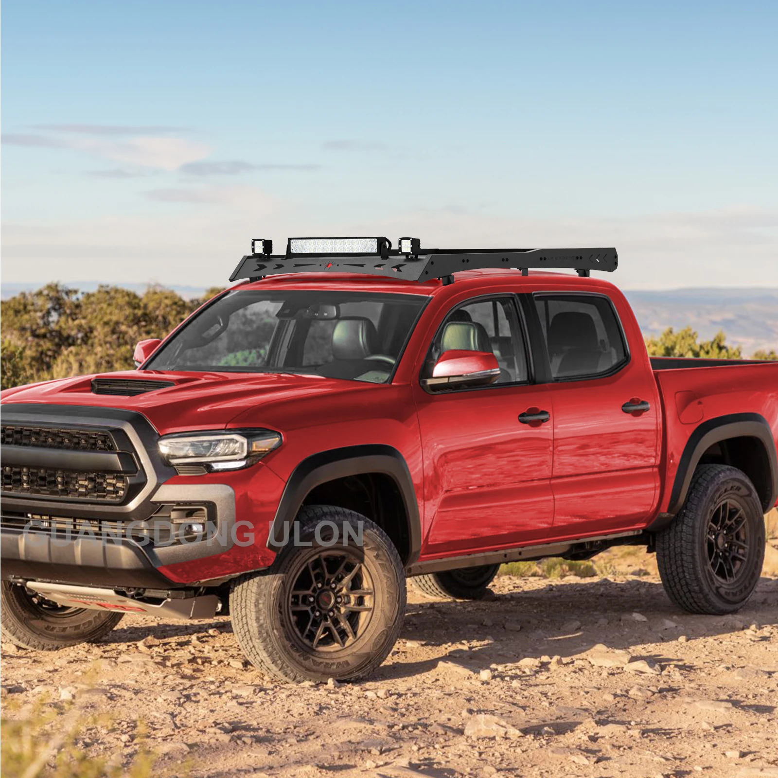 Factory Price Steel Roof Rack with LED 4X4 Off-road Auto Parts Cross Bar for Pickup Roof Luggage For Toyota Tacoma 2005-2023