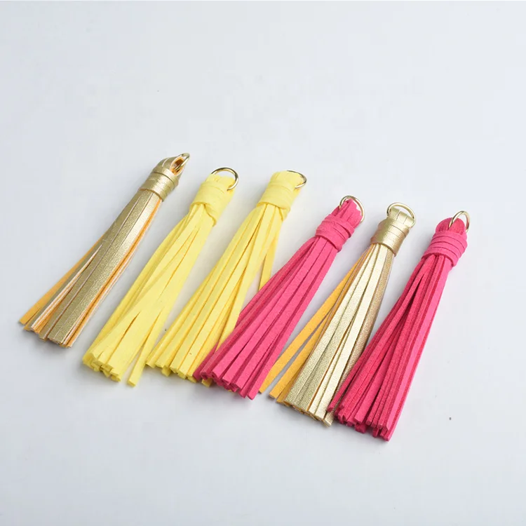 Customized Colourful Microfiber Leather Tassel Fringe For Clothing Accessories Keychain Handbag