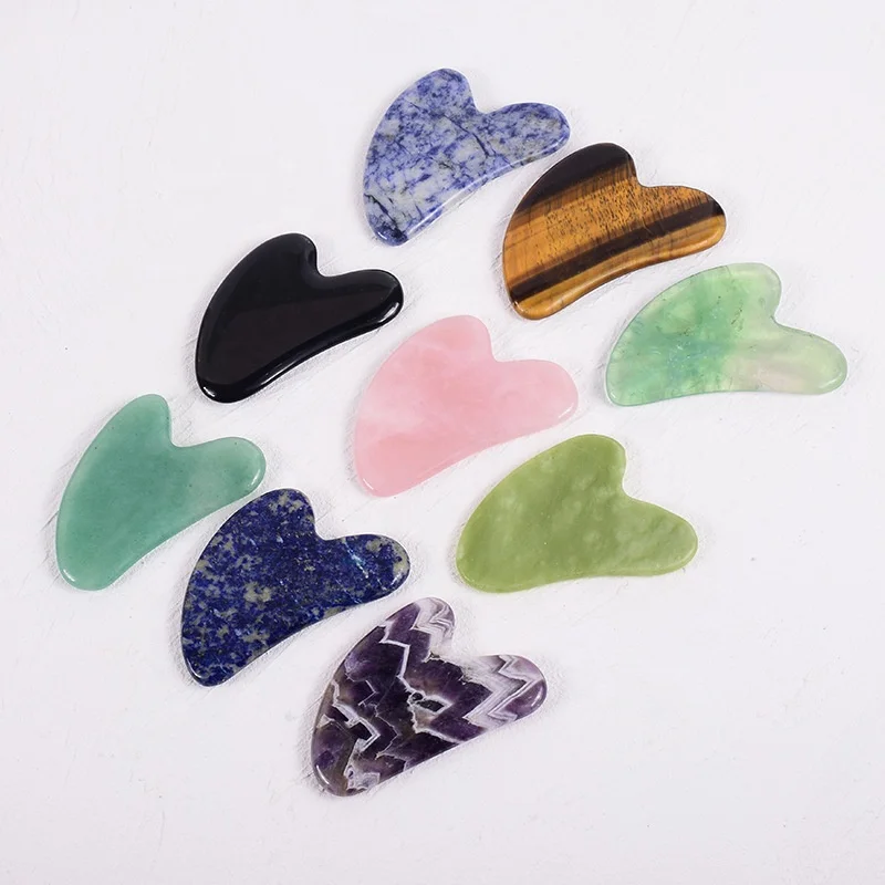 Stone Gua Sha Rose Roller Aventurine Jade Guasha Set Heart Shape Natural Factory Wholesale Gift Box Green Body Massager Wayestar