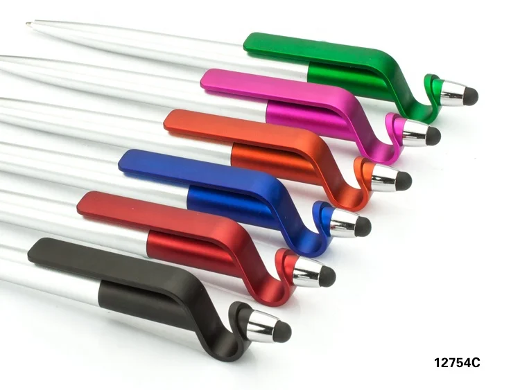 3 в 1 рекламный стилус для сенсорных экранов, пластиковая шариковая ручка с держателем для телефона